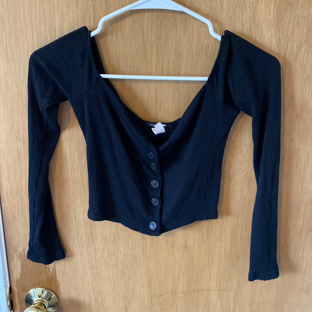 Off the shoulder crop top black size S-Fashion Nova